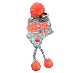 SOLD - Robin Ruth New York Pom Toboggan Hat Beanie Multi (Grey, White, Peach)